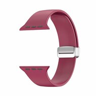 Siliconen bandje - Folding Buckle - Wijnrood - Geschikt voor Apple Watch 44mm / 45mm&nbsp;/ 46mm / 49mm