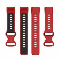 FitBit Charge 5 &amp; 6 Sportbandje met dubbele lus - Rood / zwart - Tweekleurig - Maat: L