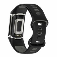 FitBit Charge 5 &amp; 6 Sportbandje met dubbele lus - Zwart / grijs - Tweekleurig - Maat: L