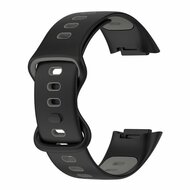FitBit Charge 5 &amp; 6 Sportbandje met dubbele lus - Zwart / grijs - Tweekleurig - Maat: L