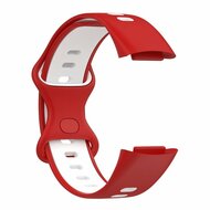 FitBit Charge 5 &amp; 6 Sportbandje met dubbele lus - Rood / wit - Tweekleurig - Maat: L
