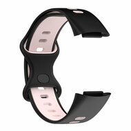 FitBit Charge 5 &amp; 6 Sportbandje met dubbele lus - Zwart / roze - Tweekleurig - Maat: L