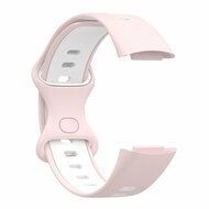 FitBit Charge 5 &amp; 6 Sportbandje met dubbele lus - Roze / wit - Tweekleurig - Maat: L