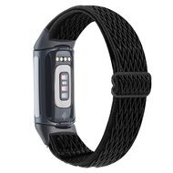FitBit Charge 5 &amp; 6 Elastische solo loop nylon bandje - Zwart