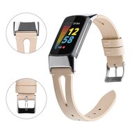 Fitbit Charge 5 &amp; 6 bandje - PU leather - Beige
