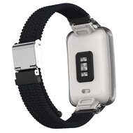 Braided nylon bandje met case - Zwart - Xiaomi Smart band 7 Pro