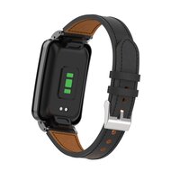 Classic leren bandje met case - Zwart - Xiaomi Smart band 7 Pro