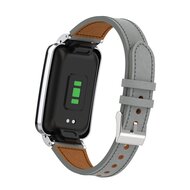 Classic leren bandje met case - Grijs - Xiaomi Smart band 7 Pro