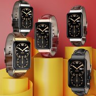 Echt leren bandje - Zwart met zwarte aansluiting - Xiaomi Smart band 7 Pro