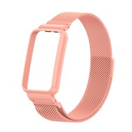 Milanese loop bandje met case - Roze - Xiaomi Smart Band 7 Pro