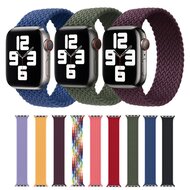 Braided Solo Loop nylon bandje - Maat: L - Sterrenlicht / Starlight - Geschikt voor Apple Watch 38mm / 40mm / 41mm / 42mm