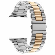 Stalen schakelband - Zilver met ros&eacute; goud - Geschikt voor Apple watch 38mm / 40mm / 41mm / 42mm