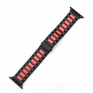 Stalen schakelband - Zwart met rood - Geschikt voor Apple watch 38mm / 40mm / 41mm / 42mm