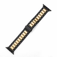 Stalen schakelband - Zwart met goud - Geschikt voor Apple watch 38mm / 40mm / 41mm / 42mm
