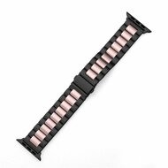 Stalen schakelband - Zwart met roze - Geschikt voor Apple watch 38mm / 40mm / 41mm / 42mm