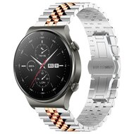 Stalen band - Zilver / ros&eacute; goud - Huawei Watch GT 2 Pro / GT 3 Pro - 46mm
