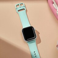 Soft siliconen bandje met gespsluiting - Mint groen - Geschikt voor Apple Watch 44mm / 45mm&nbsp;/ 46mm / 49mm