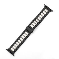 Stalen schakelband - Zwart met zilver - Geschikt voor Apple watch 38mm / 40mm / 41mm / 42mm