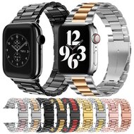 Stalen schakelband - Zwart met zilver - Geschikt voor Apple watch 38mm / 40mm / 41mm / 42mm