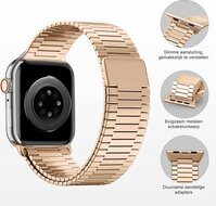 Magnetische stalen band - Zeer sterke magneet - Ros&eacute; goud - Geschikt voor Apple Watch 38mm / 40mm / 41mm / 42mm