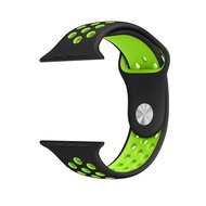 Sportbandje - Maat: M/L - Zwart + Groen - Geschikt voor Apple Watch 44mm / 45mm / 46mm / 49mm