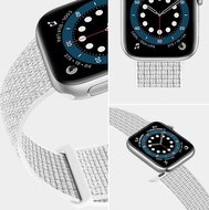 Nylon sport loop band - Wit - Extra sterke klittenbandsluiting - Geschikt voor Apple Watch 38mm / 40mm / 41mm / 42mm