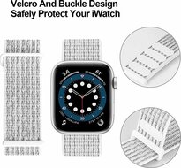 Nylon sport loop band - Wit - Extra sterke klittenbandsluiting - Geschikt voor Apple Watch 38mm / 40mm / 41mm / 42mm