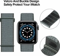Nylon sport loop band - Grijsgroen - Extra sterke klittenbandsluiting - Geschikt voor Apple Watch 38mm / 40mm / 41mm / 42mm