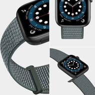 Nylon sport loop band - Grijsgroen - Extra sterke klittenbandsluiting - Geschikt voor Apple Watch 44mm / 45mm&nbsp;/ 46mm / 49mm