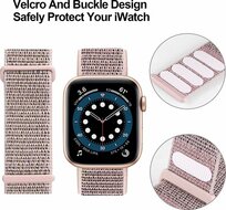 Nylon sport loop band - Zand roze - Extra sterke klittenbandsluiting - Geschikt voor Apple Watch 44mm / 45mm&nbsp;/ 46mm / 49mm