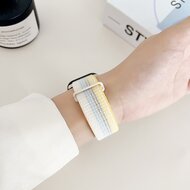 Nylon sport loop band - Zwart gem&ecirc;leerd - Extra sterke klittenbandsluiting - Geschikt voor Apple Watch 44mm / 45mm&nbsp;/ 46mm / 49mm