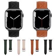 Leren bandje met diamant patroon - Beige - Geschikt voor Apple Watch 44mm / 45mm&nbsp;/ 46mm / 49mm