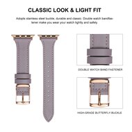 Leren bandje - Grijs - Geschikt voor Apple Watch 38mm / 40mm / 41mm / 42mm