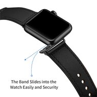Leren bandje - Zwart - Geschikt voor Apple Watch 38mm / 40mm / 41mm / 42mm