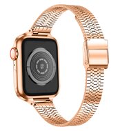 Stainless steel slim fit bandje - Champagne goud - Geschikt voor Apple Watch 44mm / 45mm&nbsp;/ 46mm / 49mm
