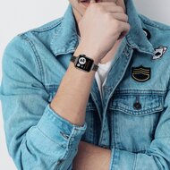 Stainless steel slim fit bandje - Zwart - Geschikt voor Apple Watch 44mm / 45mm&nbsp;/ 46mm / 49mm