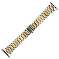 Stalen schakelband - Zilver met champagne goud - Geschikt voor Apple watch 38mm / 40mm / 41mm / 42mm