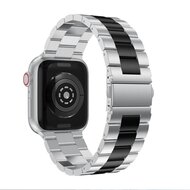 Stalen schakelband - Zilver met zwart - Geschikt voor Apple watch 44mm / 45mm&nbsp;/ 46mm / 49mm