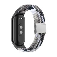 Braided nylon bandje - Grijs met wit - Xiaomi Smart Band 8 / 9 / 10