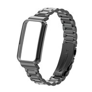 Metalen schakelband met case - Zwart - Xiaomi Smart band 7 Pro
