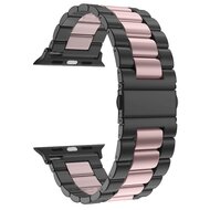 Stalen schakelband - Zwart met roze - Geschikt voor Apple watch 44mm / 45mm&nbsp;/ 46mm / 49mm