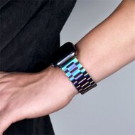 Stalen schakelband - Zwart met rood - Geschikt voor Apple watch 44mm / 45mm&nbsp;/ 46mm / 49mm