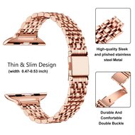 Stalen slim fit band - Ros&eacute; goud - Geschikt voor Apple watch 44mm / 45mm&nbsp;/ 46mm / 49mm