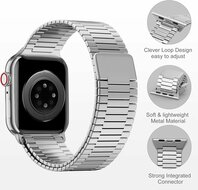 Magnetische stalen band - Zeer sterke magneet - Zilver - Geschikt voor Apple Watch 44mm / 45mm&nbsp;/ 46mm / 49mm