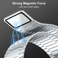 Magnetische stalen band - Zeer sterke magneet - Zilver - Geschikt voor Apple Watch 44mm / 45mm&nbsp;/ 46mm / 49mm
