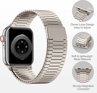 Magnetische stalen band - Zeer sterke magneet - Titanium kleur - Geschikt voor Apple Watch 44mm / 45mm&nbsp;/ 46mm / 49mm