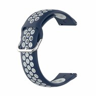 Siliconen sportbandje met gesp - Donkerblauw + wit - Samsung Galaxy Watch 4 Classic - 42mm &amp; 46mm