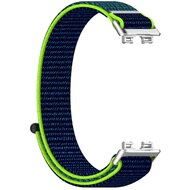 Sport loop nylon bandje - Donkerblauw met groen - Huawei Band 10 / 9 / 8