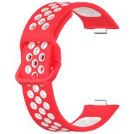 Tweekleurige siliconen band - Rood met wit - Huawei Watch Fit 3 / Fit 4