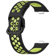 Tweekleurige siliconen band - Zwart met groen - Huawei Watch Fit 3 / Fit 4